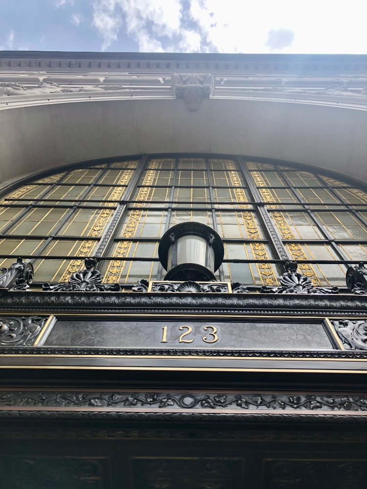 Looking up as you enter our building, 123 South Broad Street